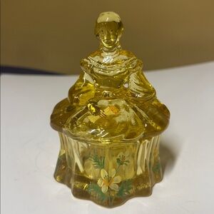 Mosser Lady Yellow Powder / Trinket Box hand painted signed and numbered